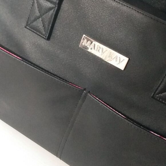 Large Mary Kay Bag/ Tote Black With Pink Floral Inside - Picture 6 of 16